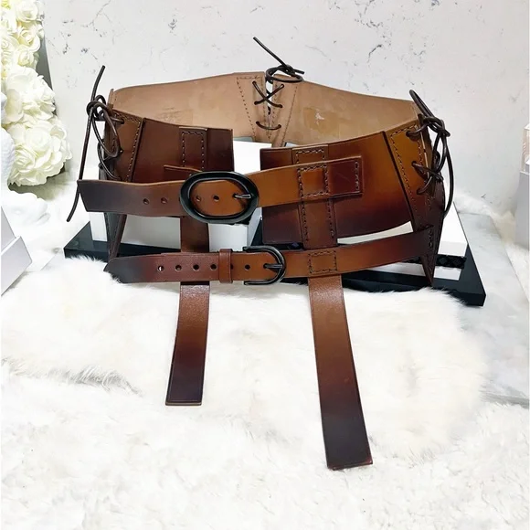 Authentic TOM FORD Rare RUNWAY Corset Strappy Brown Belt - Picture 11 of 14